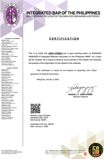 Philippines certificate of good standing Word and PDF template, version 6